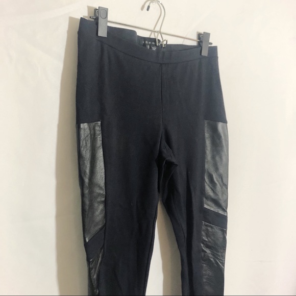 THEORY black high waisted legging leather detail - Picture 3 of 5